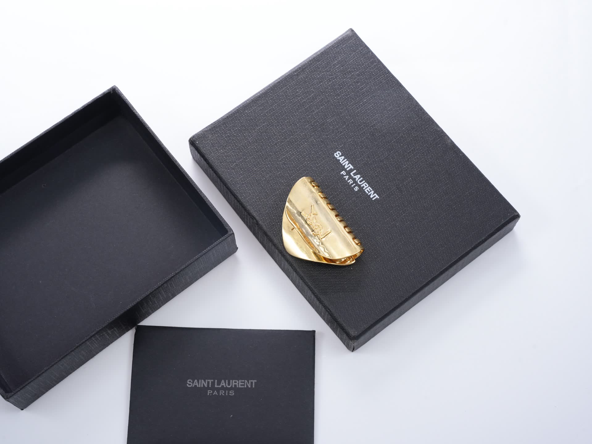 Saint Laurent YSL Gold Tone Hair Clip